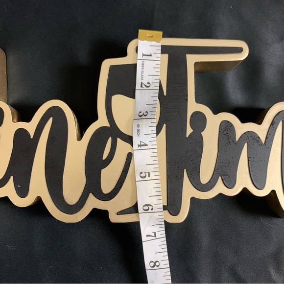 Wine Time Black & Gold Tabletop Sign | Bar Cart Decor Wine Lover Gift - Picture 4 of 6